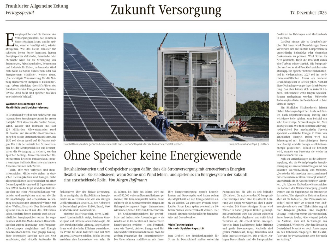 Speicher Energiewende FAZ Artikel